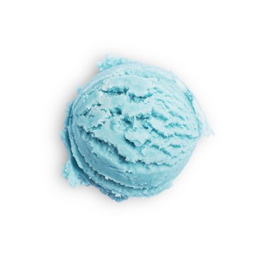 Bir kepçe leziz açık mavi dondurma, beyaz, üst manzara