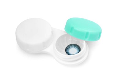 Beyaz üzerinde izole edilmiş renk kontakt lensli dosya