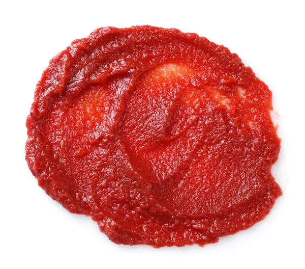 Tasty Tomato Paste Isolated White Top View — Stock Photo, Image