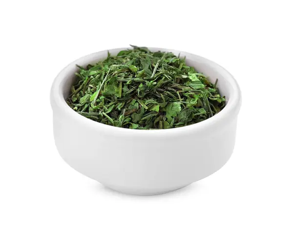 Bowl Dried Parsley Isolated White Stock Image