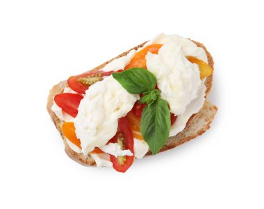 Burrata peynirli ve domatesli nefis sandviç.