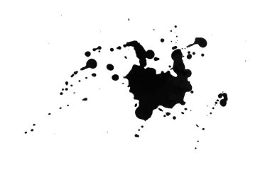 Beyaz, üst görünümde siyah mürekkep lekeleri izole