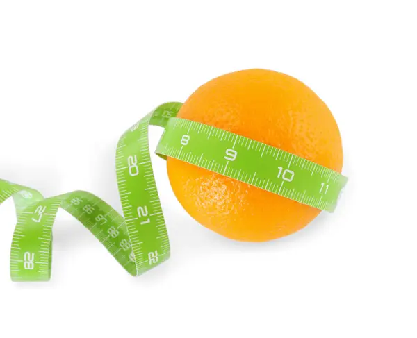 Cellulite Problem Orange Measuring Tape Isolated White Top View Stock Image
