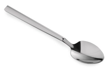 Yeni temiz bir kaşık beyaz, üst görünümde izole