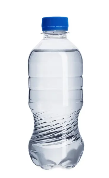 Uma Garrafa Plástico Com Água Fresca Isolada Branco Fotografia De Stock