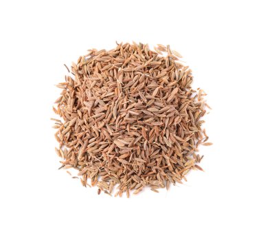 Beyaz, üst görünüm izole aromatik oyma (Farsça kimyon) tohum yığını