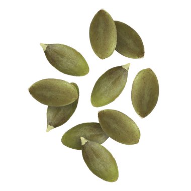 Kabak çekirdekleri beyaz arkaplana düşüyor