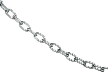 Beyaza izole edilmiş ortak bir metal zincir.