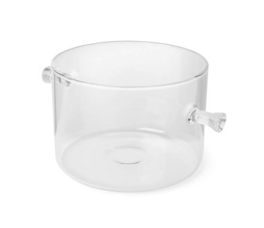 Boş bir cam kap beyaza izole edilmiş.