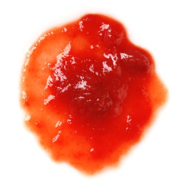 Lezzetli domates ezmesi beyaza izole edilmiş, üst manzara