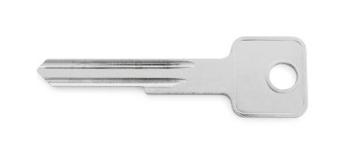 Bir metal kapı anahtarı beyaz, üst görünümde izole.