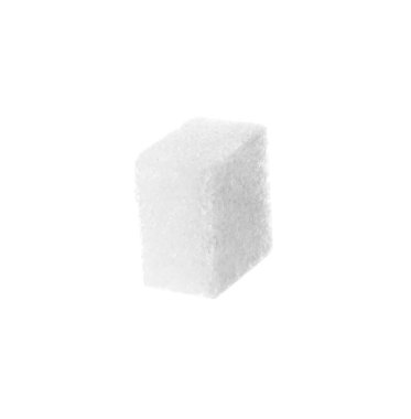 One refined sugar cube isolated on white