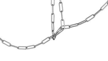 Beyaza izole edilmiş ortak bir metal zincir.