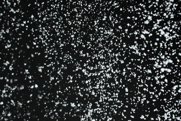 White Snow Falling Black Background Stock Photo