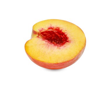 Lezzetli şeftalinin yarısı bembeyaz