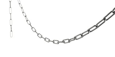 Beyaza izole edilmiş ortak bir metal zincir.