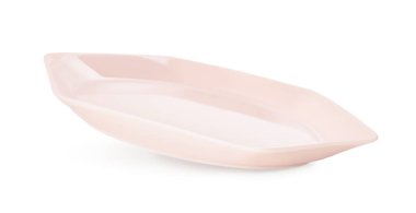 Temiz açık pembe tabak beyaza izole edilmiş.