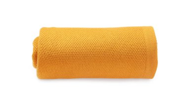 Güzel sarı örülmüş battaniye, beyaz, üst manzara