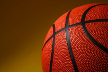 Basketbol topu arka planda, yakın plan. Metin için boşluk
