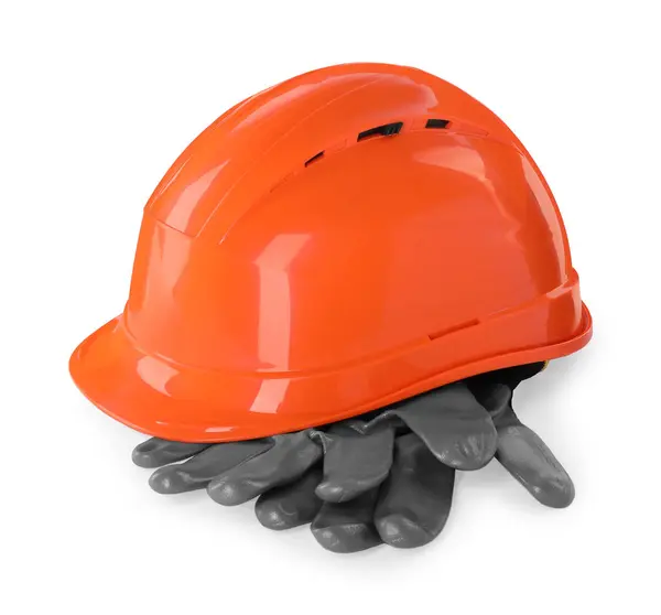 Hard Hat Gloves Isolated White Safety Equipment — Stock Photo, Image