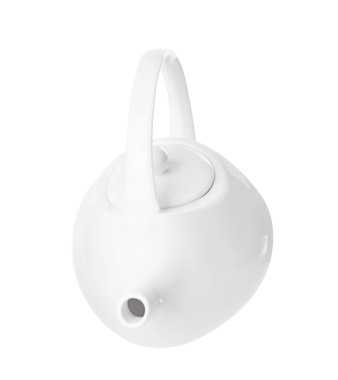 Temiz seramik çaydanlık beyaza izole edilmiş.