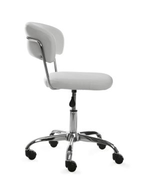 Beyaz deri ofis sandalyesi.