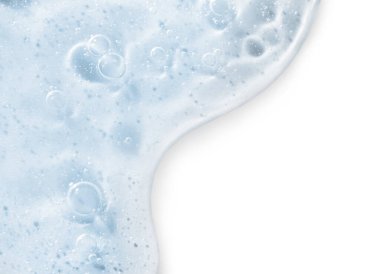 Beyaz arka planda serum, üst manzara. Cilt bakım ürünü