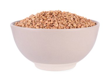 ham buğday üzerinde beyaz izole kase