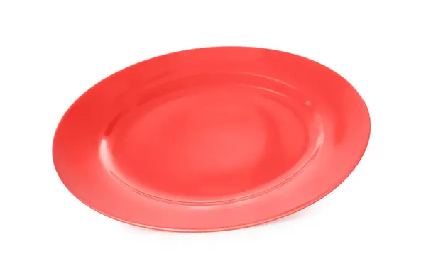 Clean Empty Red Plate Isolated White — Stock Photo, Image