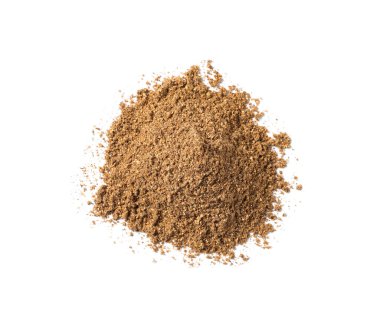 Beyaz, üst görünüm izole aromatik oyma (Pers kimyon) toz yığını