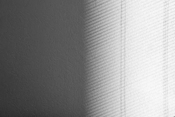 Light and shadow from window on white wall, space for text