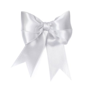 beyaz saten şerit yay üzerinde beyaz izole