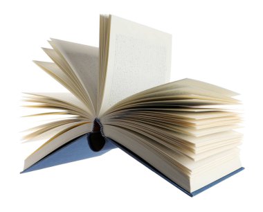 Açık mavi ciltli kitap beyaz üzerine izole