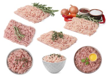 Beyaz arka planda taze et, hazır.