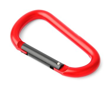 Bir kırmızı metal karabina beyaza izole edilmiş.