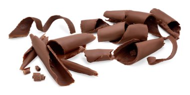 Birçok çikolata bukleleri beyaz, kolleksiyonda izole.