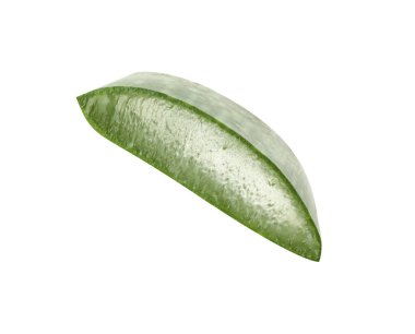 Yeşil aloe vera dilimi beyaza izole edilmiş