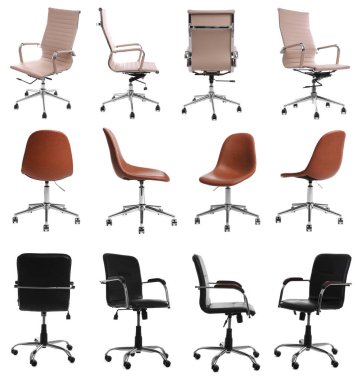 Farklı ofis sandalyeleri beyaz, set