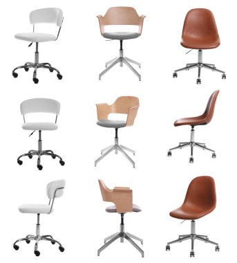 Farklı ofis sandalyeleri beyaz, set