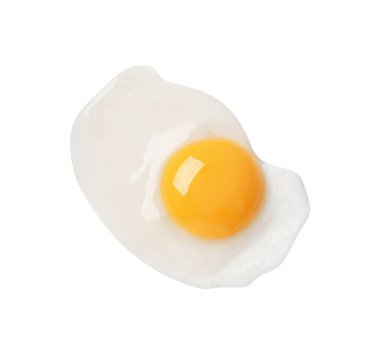 Lezzetli kızarmış yumurta beyazda izole, üst manzara
