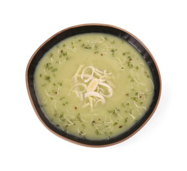 Bir kase leziz pırasa çorbası.