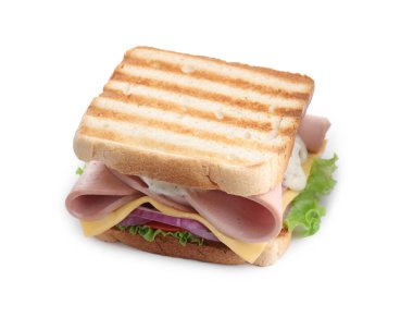 Kaynamış sosisli, peynirli ve soğanlı nefis sandviç.