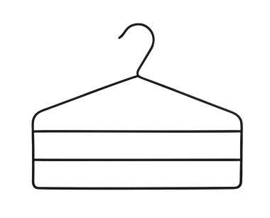 Beyaza izole edilmiş boş bir siyah askı.