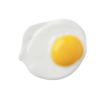 Lezzetli kızarmış tavuk yumurtası, beyazda izole, üst manzara.