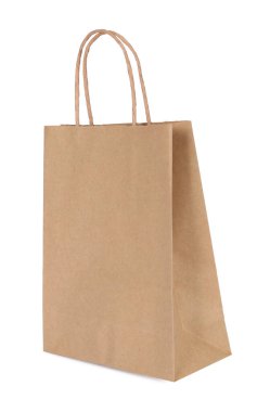 Beyaza izole edilmiş bir kese kağıdı.