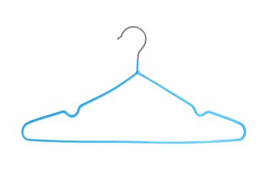 Boş bir açık mavi askı beyaza izole edilmiş.