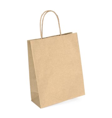 Beyaza izole edilmiş bir kese kağıdı.