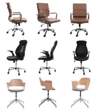 Farklı ofis sandalyeleri beyaz, set