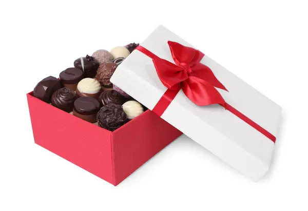 Red Box Tasty Chocolate Candies Isolated White Stock Photo