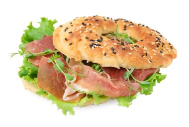 Pişmiş jambon ve marullu leziz simit.